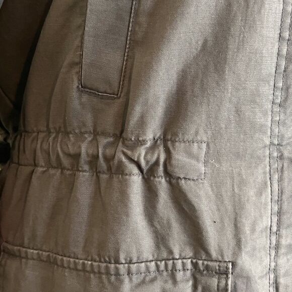 Parka, coat or trench. More of a military green with a fuchsia trim out. - Picture 3 of 16